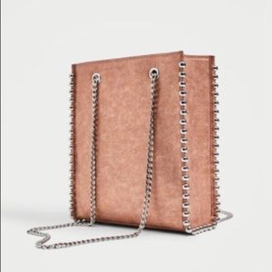 Zara rose gold studded mini tote bag